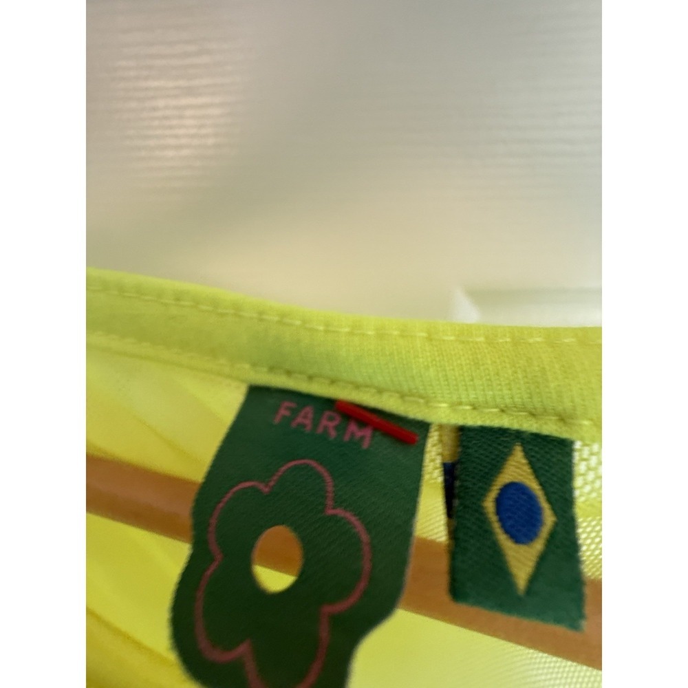 Farm Rio Crop Top Set Womens Neon Yellow Mesh Sheer Layered 2 Piece - Picture 2 of 8